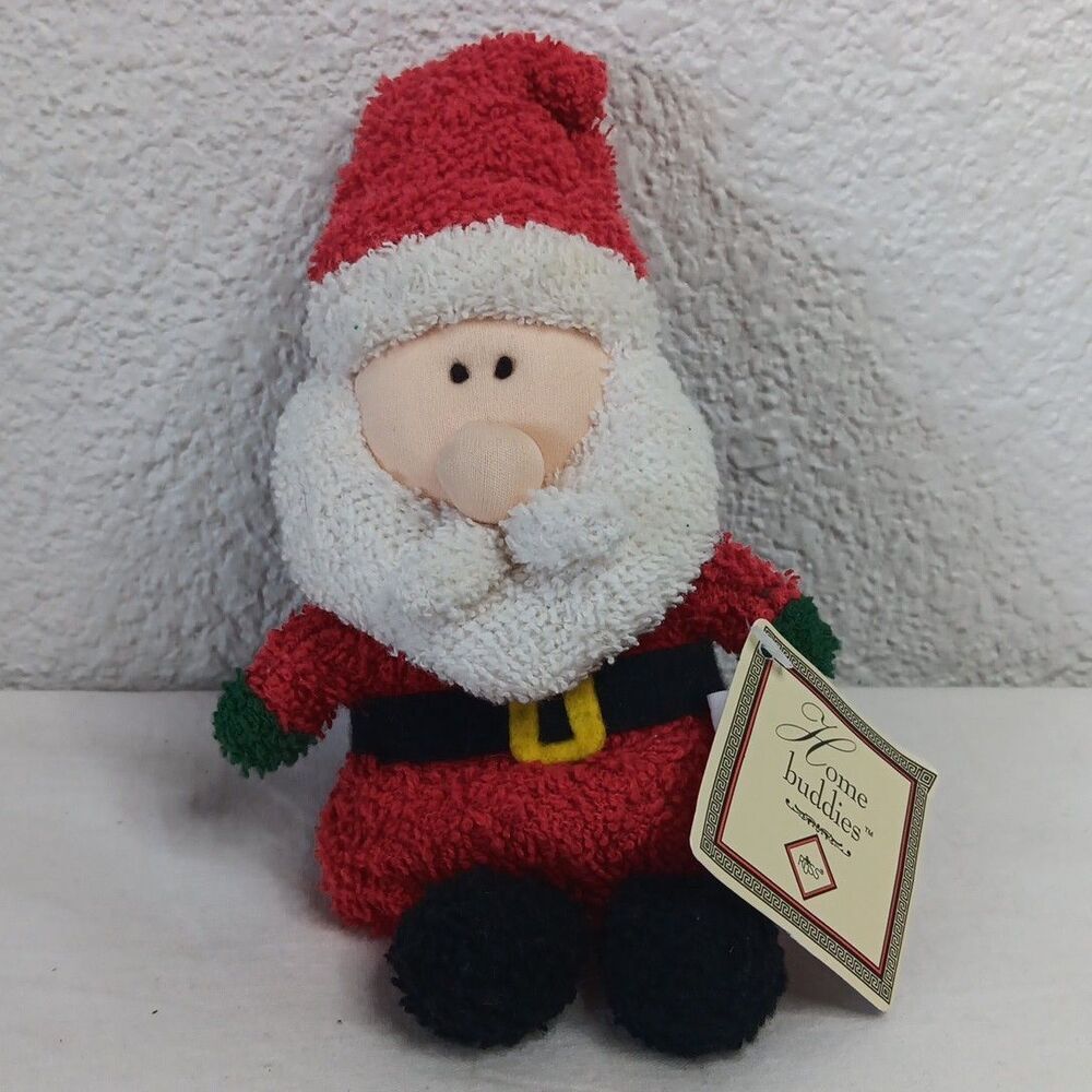 Russ Home Buddies Santa Plush Terry Cloth 7" Green Stuffed Holiday Toy New